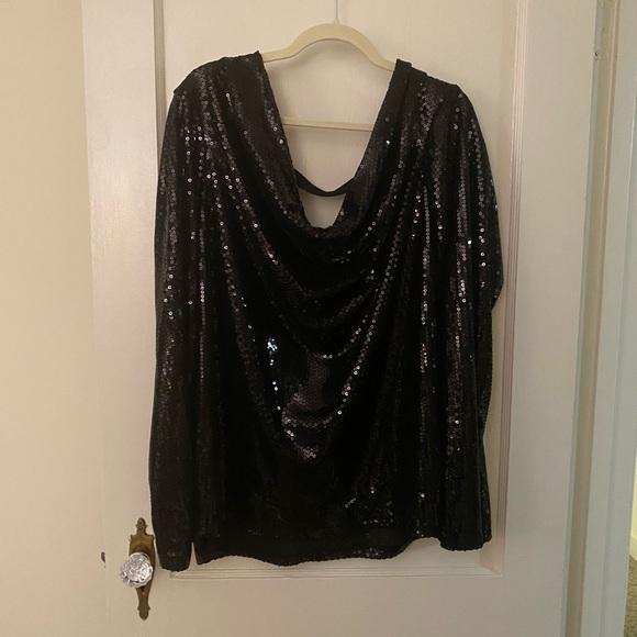 Sequin Black Lined Blouse - Like New - Picture 4 of 6